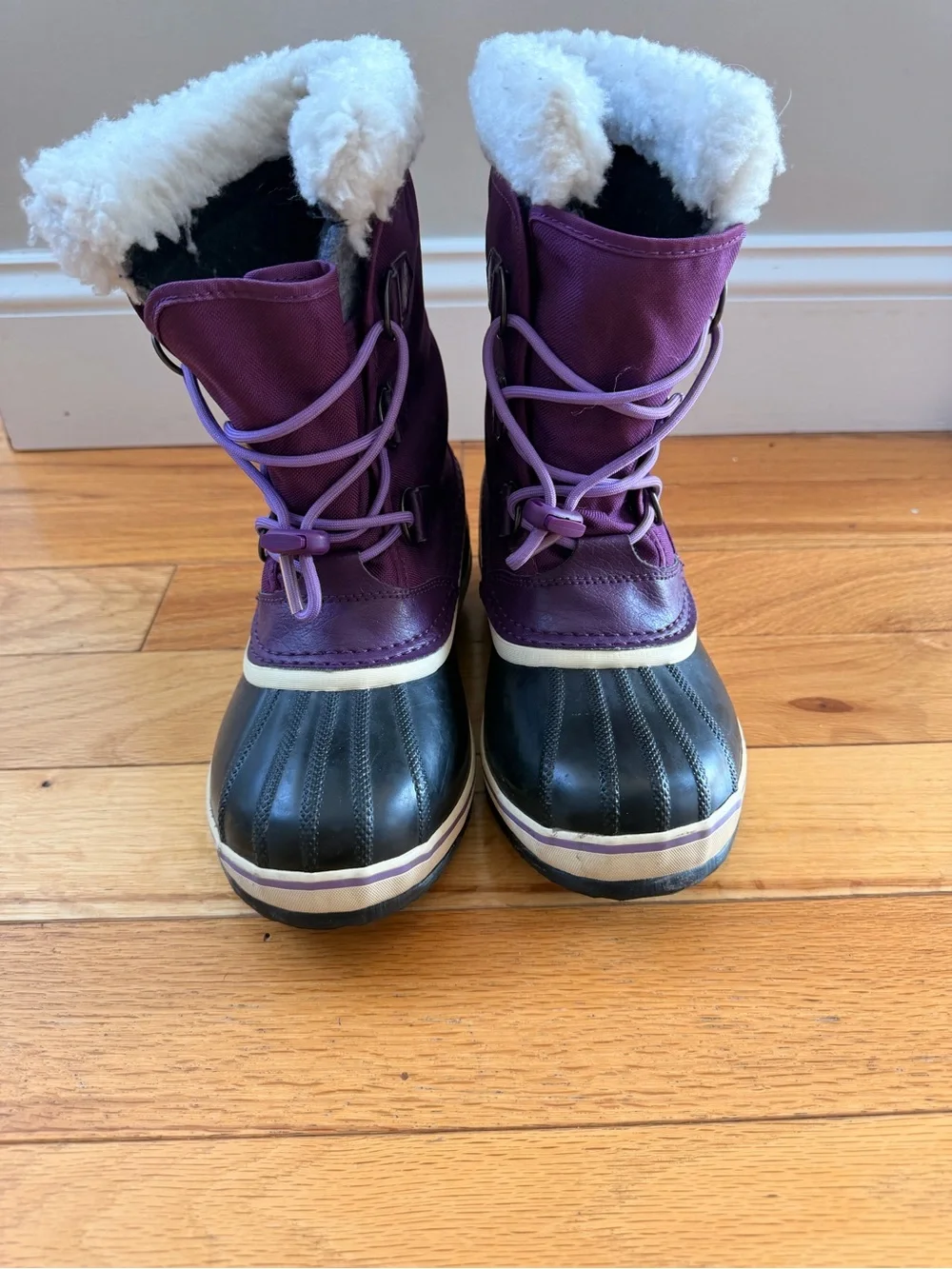 Sorel Kids Purple and Black Waterproof Winter Boots with Faux-Sherpa Cuff